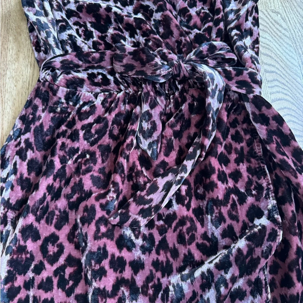 J. Crew purple velvet leopard Dress. Size 6.
